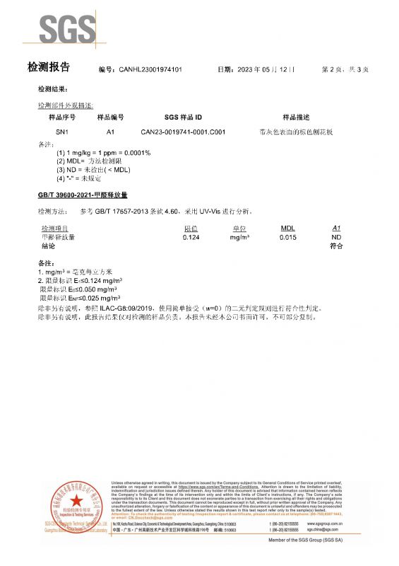 2023SGS388vip太阳集团家居甲醛检测报告中文版